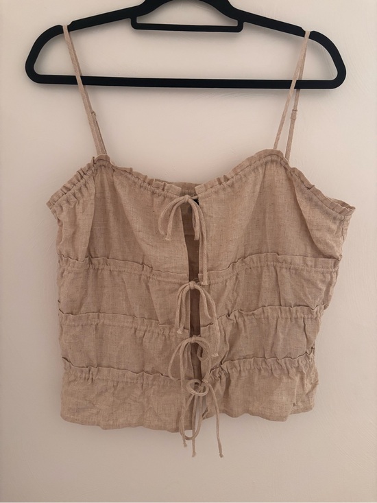 H&M Tops - H&M Beige Tie-Front Linen-Look Cami